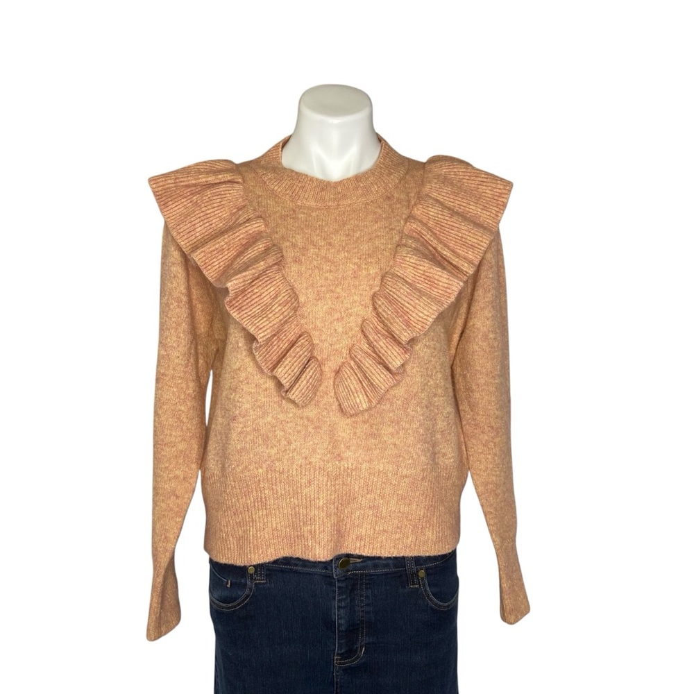 3/$20 Dreamers by Debut Ruffle Chest Sweater Long Sleeve Crewneck Pullover M/L